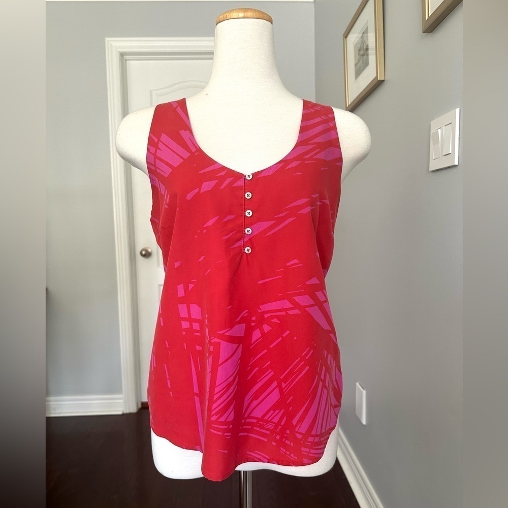 MEXX Red & Pink Sleeveless Cross Strap Blouse - Size 8